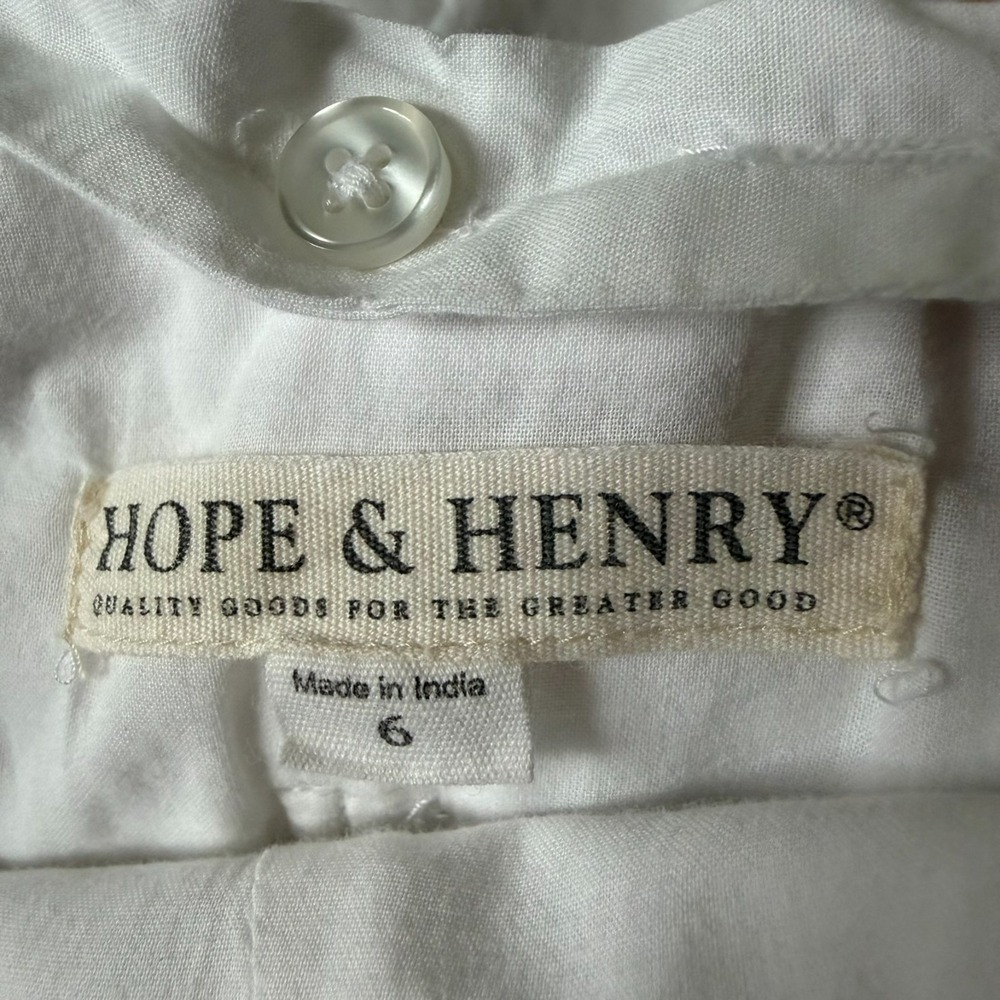HOPE & HENRY Girls Sundress size 6 Embroidered Organic White Adjustable Strap - Picture 4 of 14